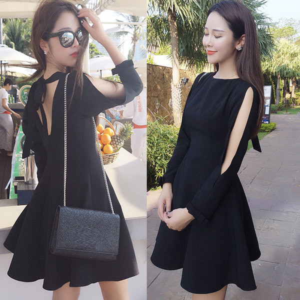 Дамска стилна рокля в черен цвят