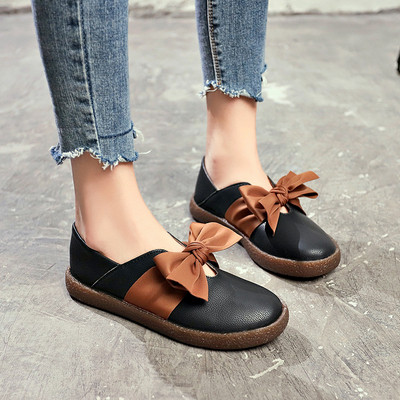 Mocasini moderni de dama cu panglica in trei culori