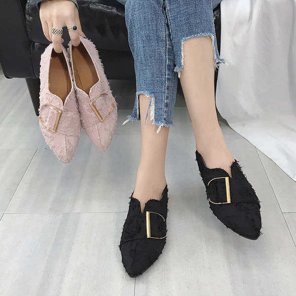 Model nou de mocasini de dama cu catarama metalica in doua culori