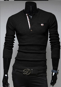 Тънък мъжки пуловер с копчета и джоб в три цвята