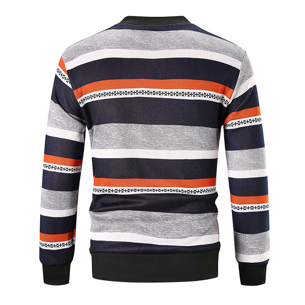 Bluză bărbătească în dungi cu guler în formă de O în două culori