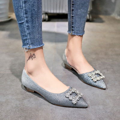 Mocasini eleganti de dama cu pietre decorative in doua culori