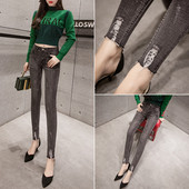 Дамски дънки Slim модел в светло сив цвят