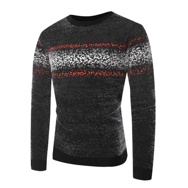 Топъл мъжки пуловер в черен и син цвят