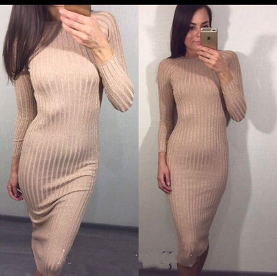 НОВО Стилна дамска плътна рокля в няколко цвята