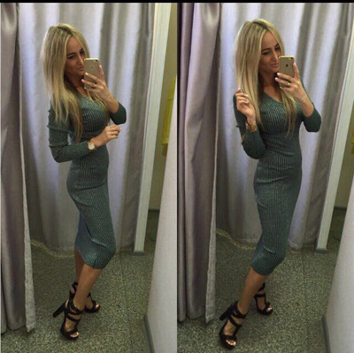 НОВО Стилна дамска плътна рокля в няколко цвята