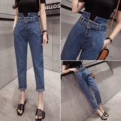 Актуални дамски дънки с висока талия в три цвята