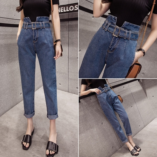 Актуални дамски дънки с висока талия в три цвята