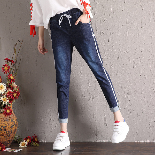 Blugi de dama moderni cu bretele laterale in doua culori