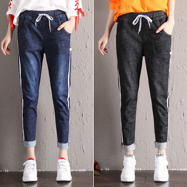 Blugi de dama moderni cu bretele laterale in doua culori