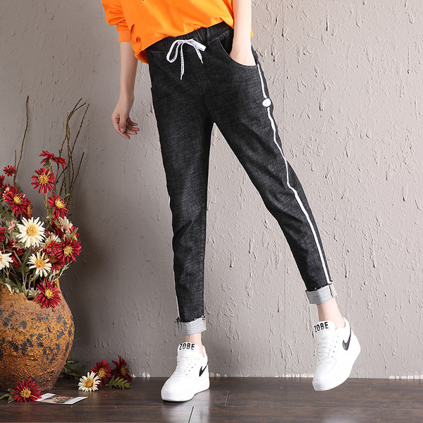 Blugi de dama moderni cu bretele laterale in doua culori