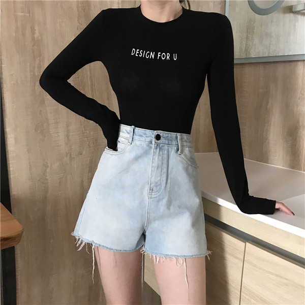 Ежедневна дамска блуза с дълъг ръкав и надпис в няколко цвята