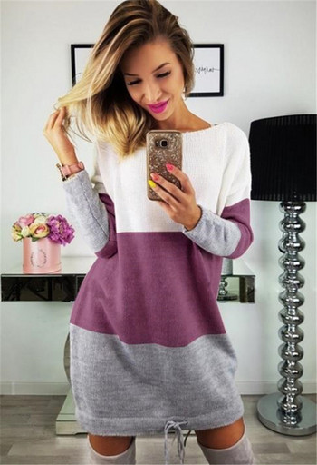 Есенно-зимна дамска рокля в няколко разцветки