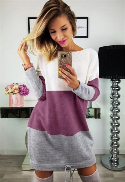 Есенно-зимна дамска рокля в няколко разцветки