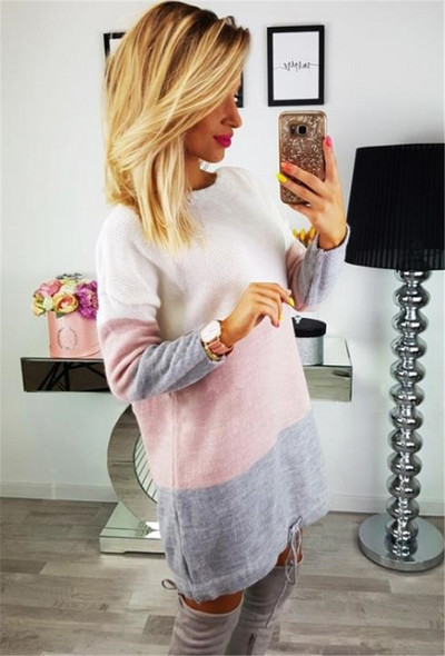 Есенно-зимна дамска рокля в няколко разцветки