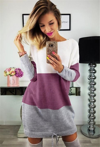 Есенно-зимна дамска рокля в няколко разцветки 