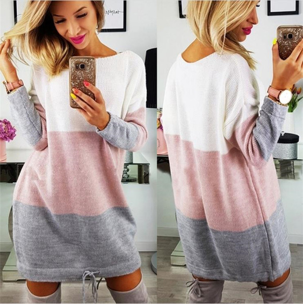 Есенно-зимна дамска рокля в няколко разцветки 