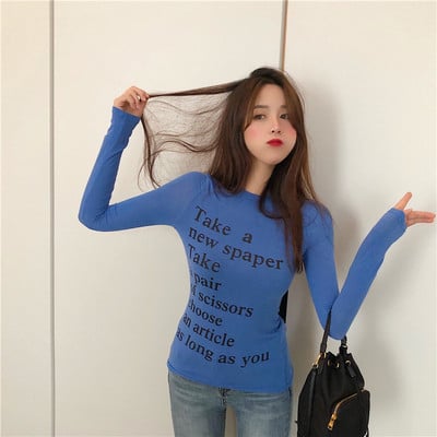 Ежедневна дамска блуза с надписи в няколко цвята