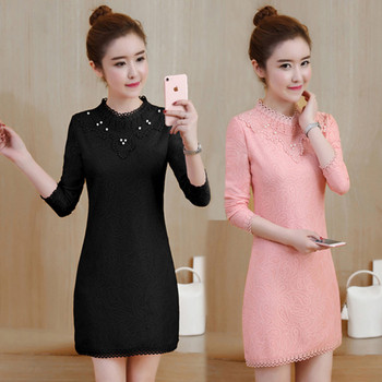 Rochie de dama cu dantela si decolteu O in trei culori