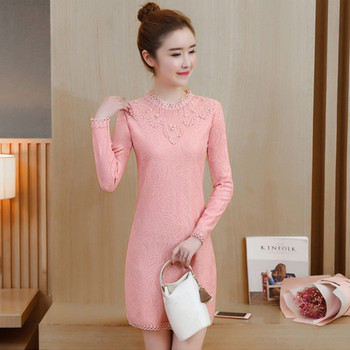 Rochie de dama cu dantela si decolteu O in trei culori