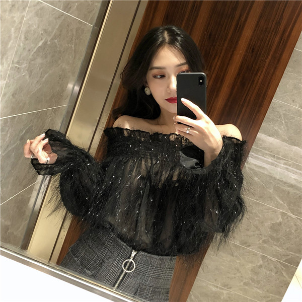 Μοντέρνα γυναικεία μπλούζα με χαλαρούς ώμους σε τρία χρώματα