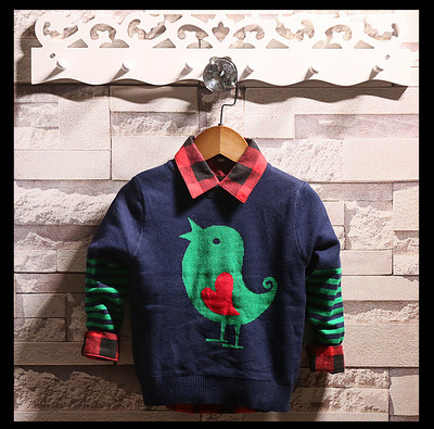 Παιδικό πουλόβερ για αγόρια σε μπλε, κόκκινο και γκρι χρώμα