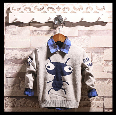 Ежедневен детски пуловер за момчета в зелен, червен и сив цвят