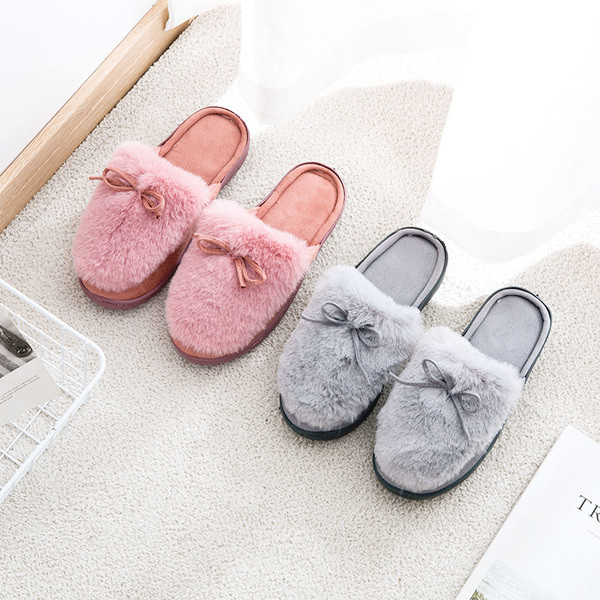 Дамски пантофи с пух в четири цвята