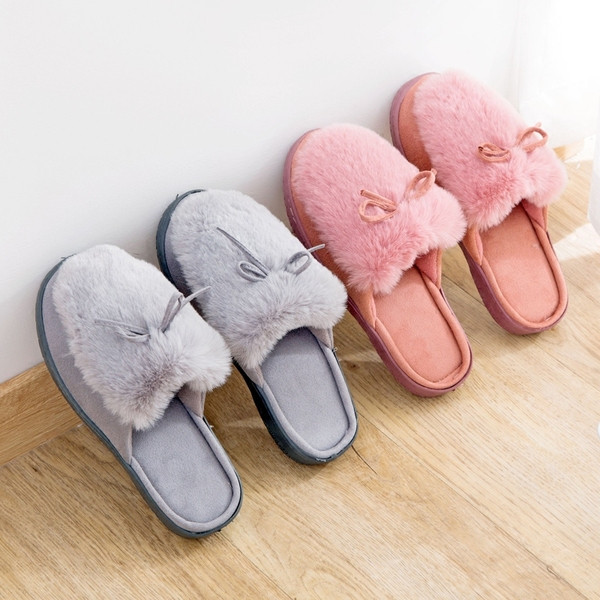 Дамски пантофи с пух в четири цвята