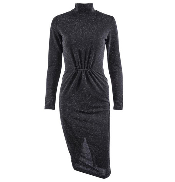 Κομψό γυναικείο φόρεμα Λεπτό μοντέλο με λαμπερό αποτέλεσμα σε μαύρο χρώμα