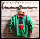 Pulover pentru copii modern pentru baieti in albastru, verde si gri