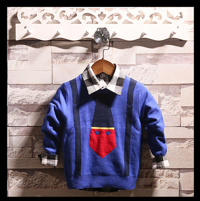 Pulover pentru copii modern pentru baieti in albastru, verde si gri