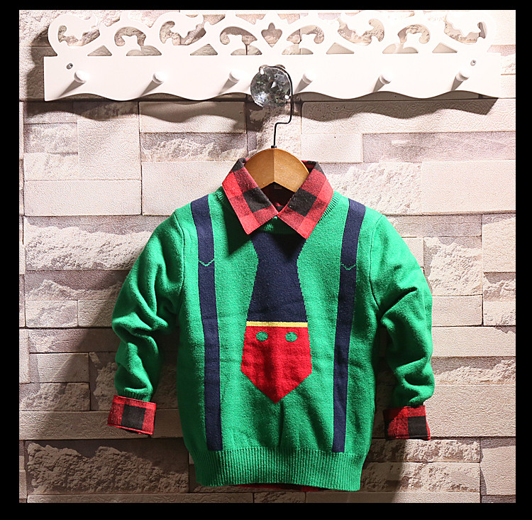 Pulover pentru copii modern pentru baieti in albastru, verde si gri