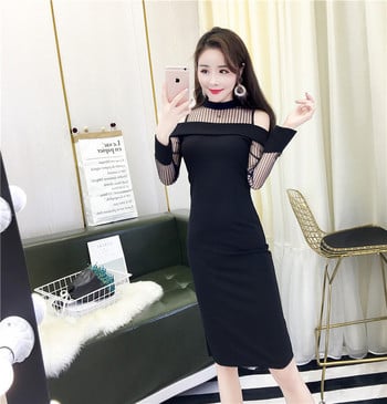 Γυναικείο κομψό φόρεμα σε μαύρο χρώμα