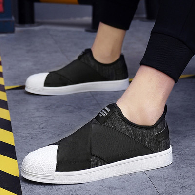 Модерни мъжки кецове без връзки в черен цвят