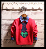 Pulover modern pentru copii pentru baieti in rosu, gri si albastru