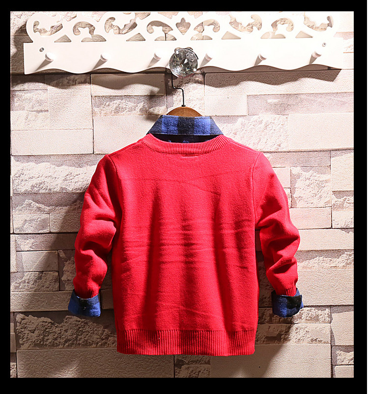 Pulover modern pentru copii pentru baieti in rosu, gri si albastru
