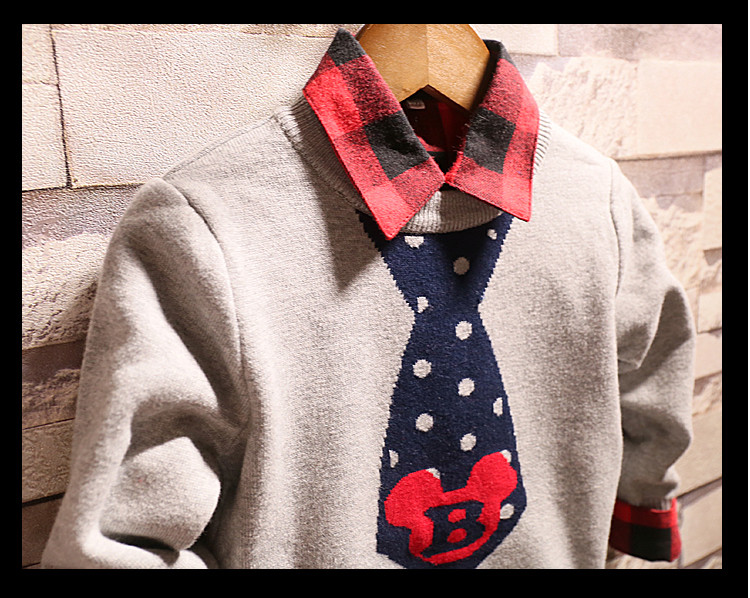 Pulover modern pentru copii pentru baieti in rosu, gri si albastru