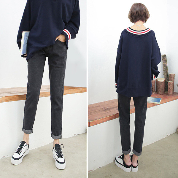 Blugi de dama in doua culori inchise - model larg