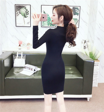 Rochie de dama toamna-iarna de culoare neagra