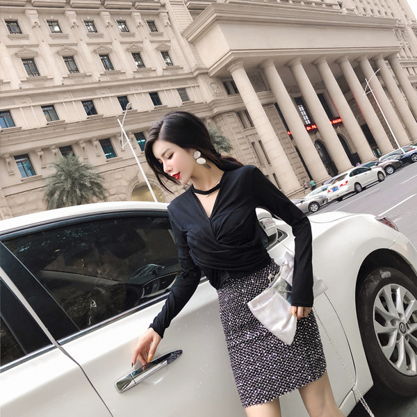 Bluză casual de damă în negru și roșu