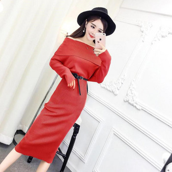 Дълга рокля с паднали рамене в четири цвята