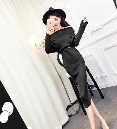 Дълга рокля с паднали рамене в четири цвята