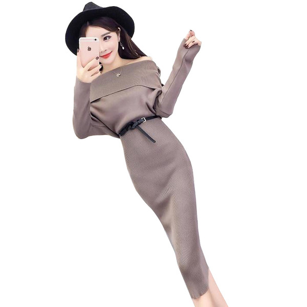 Дълга рокля с паднали рамене в четири цвята