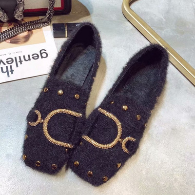 Актуален модел дамски мокасини с метална декорация в три цвята