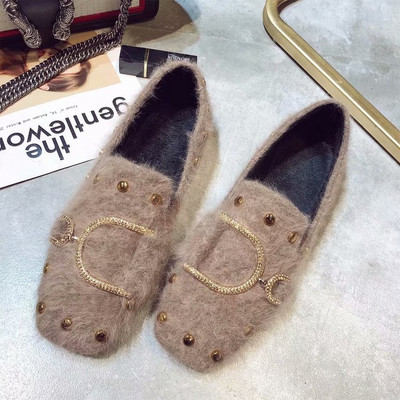 Актуален модел дамски мокасини с метална декорация в три цвята