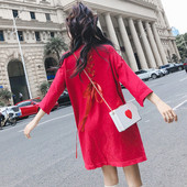 Rochie de toamna de dama de culoare rosie