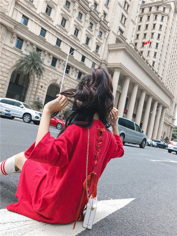 Rochie de toamna de dama de culoare rosie