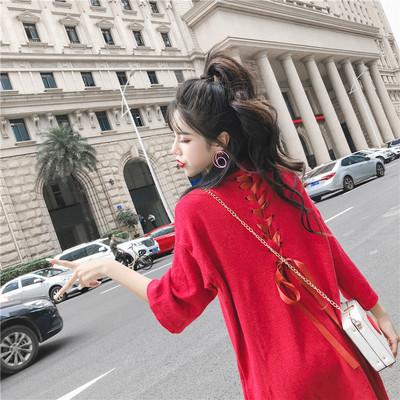 Rochie de toamna de dama de culoare rosie