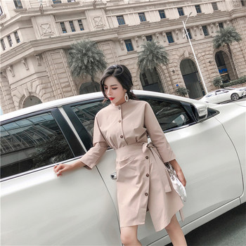 Rochie de dama eleganta cu nasturi metalici in doua culori